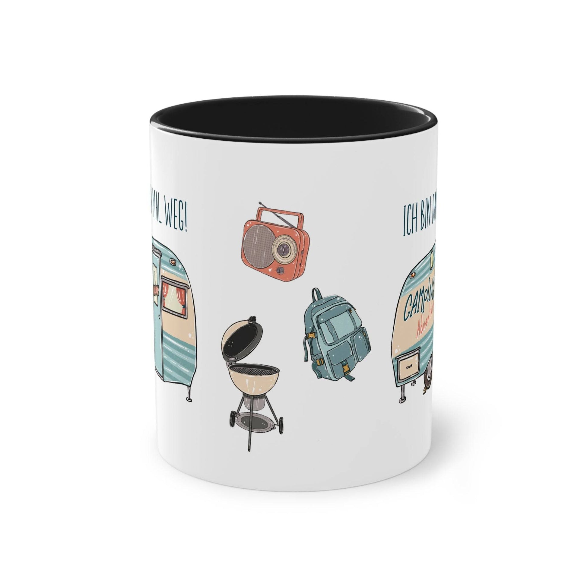 Entdecke die Freiheit des Campings mit unserer individuell Tasse für Camper, verziert mit meinen einzigartigen selbst gezeichneten Camping-Illustrationen