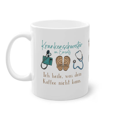 Verschönere die Pause deiner Lieblings-Krankenschwester mit unserer Tasse für Krankenschwestern. Mit witzigen Motiven und Text, ein tolles Geschenk zum Wichteln