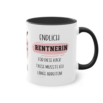 Feiere den wohlverdienten Ruhestand mit unserer Tasse zum Rentenbeginn, perfekt als witziges Geschenk für Rentnerinnen. Für deine Kollegin, Mama oder Freundin.