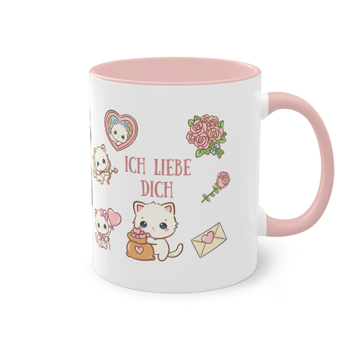 Romantische "Ich liebe dich" Tasse mit süßem Katzenmotiv