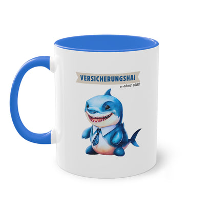 Tasse Versicherungshai mit Krawatte, lustiges Geschenk für Kollegen