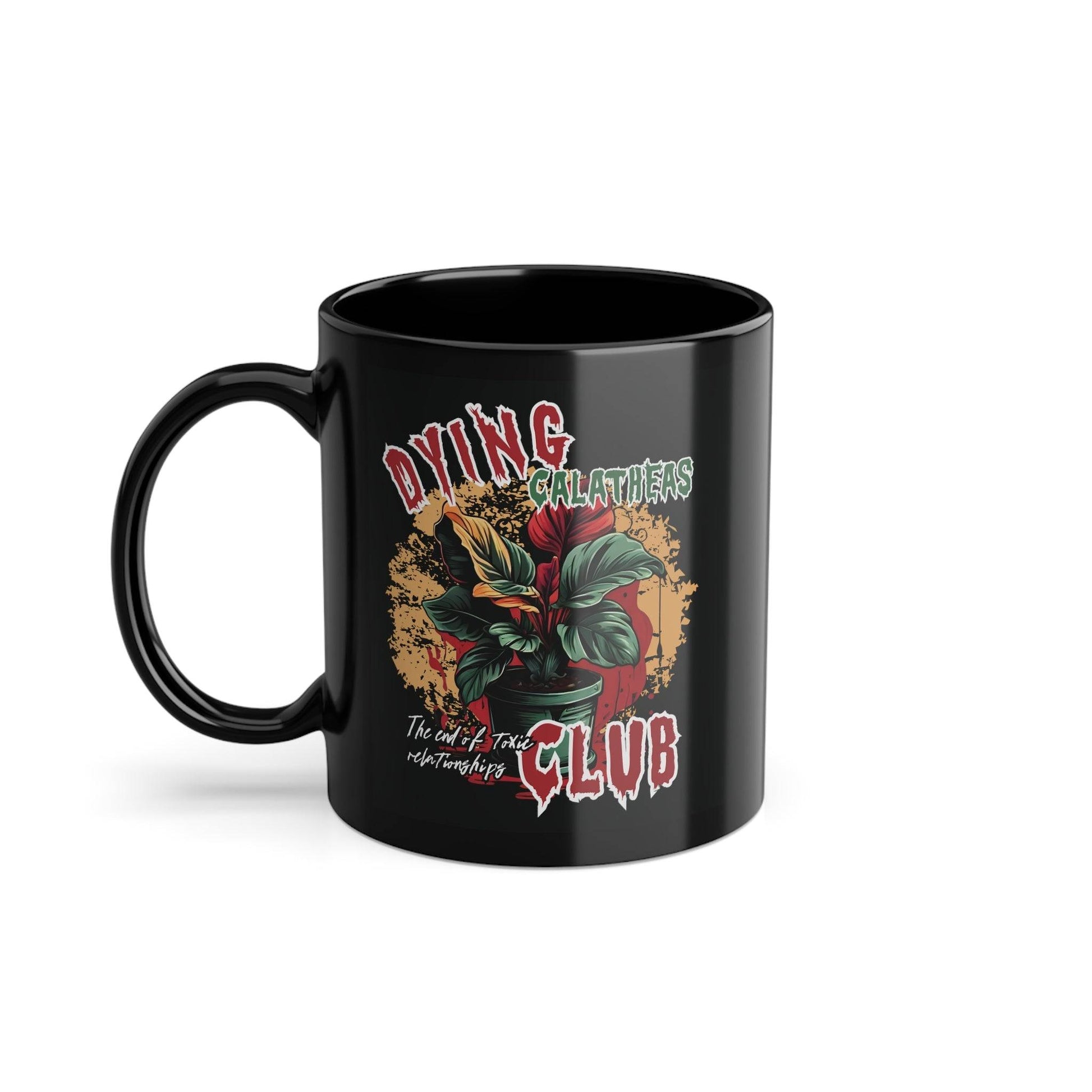 Entfessle deine wilde Seite mit unserer witzige Calathea Tasse für Zimmerpflanzen Fans mit unserer robusten Tasse im Metal-Grunge Design! jetzt bei Tassentante.