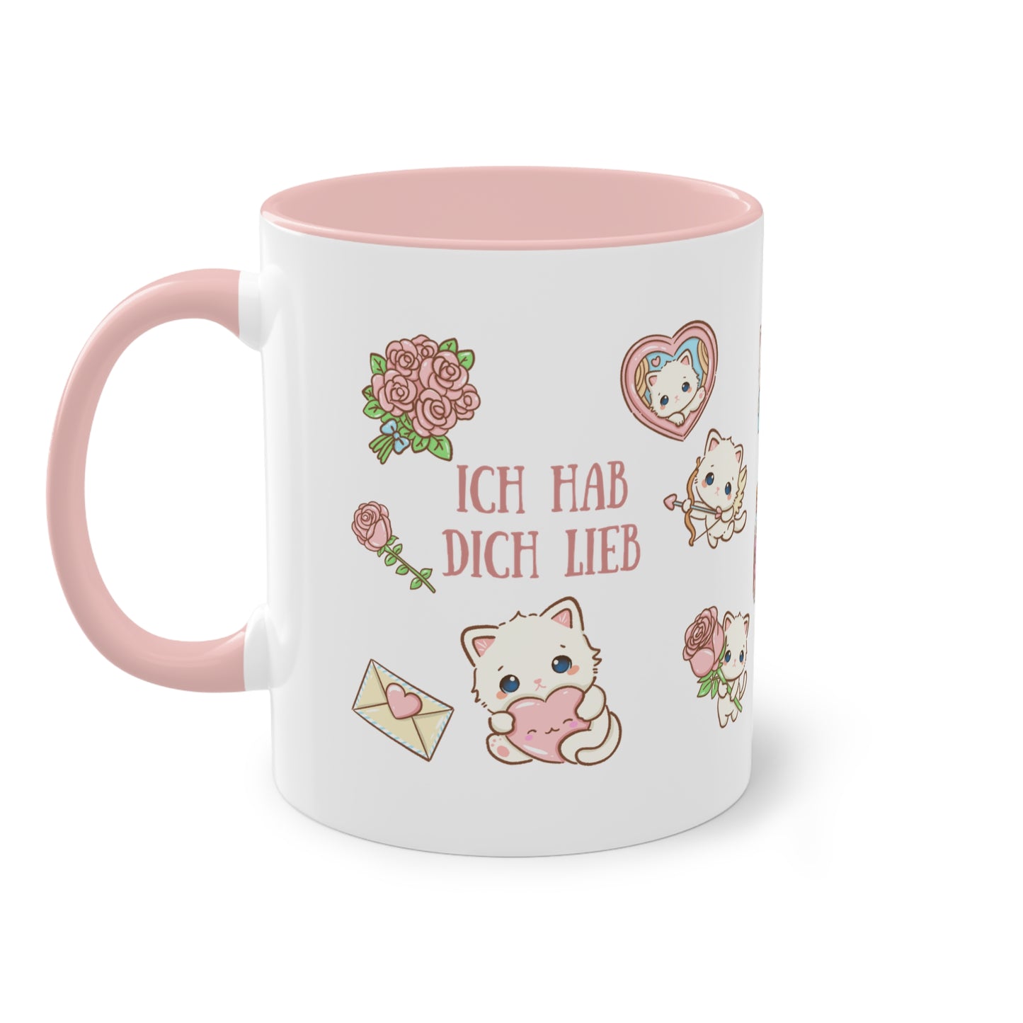 Süße "Ich hab dich lieb" Tasse mit Katzenmotiv