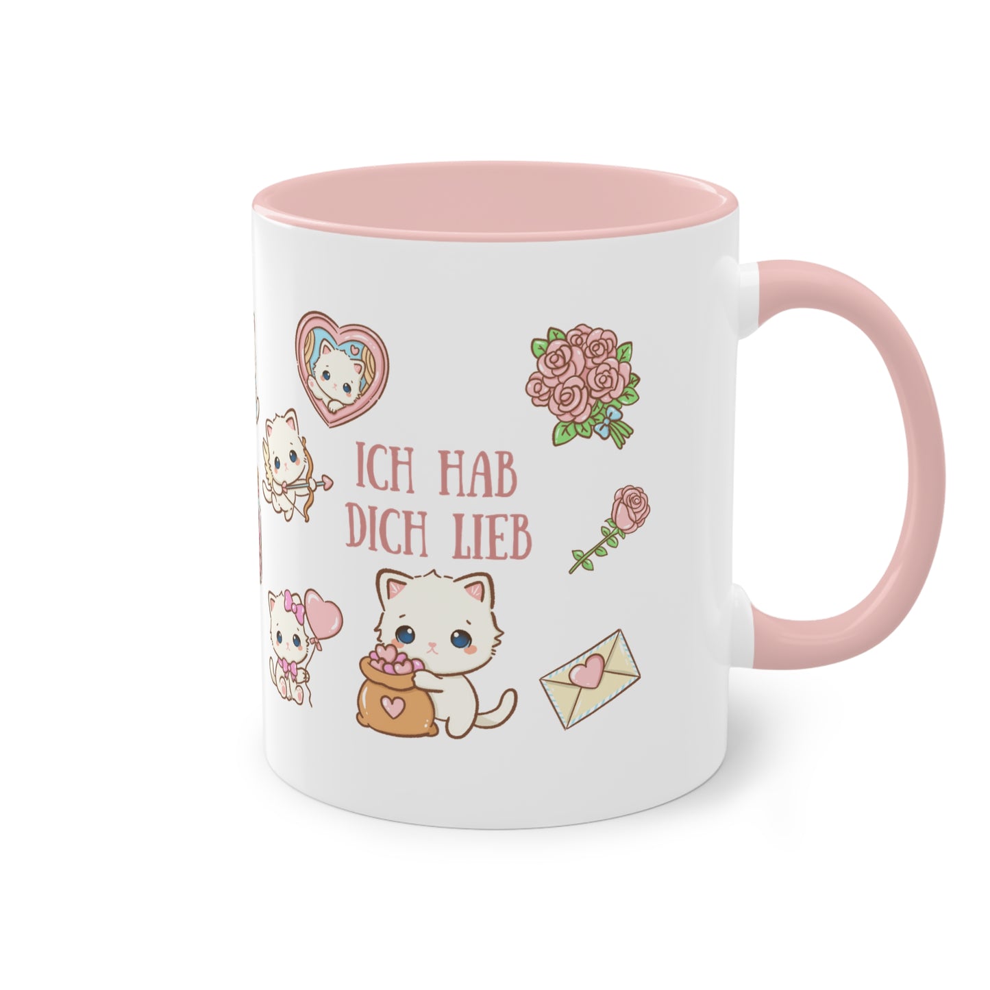 Süße "Ich hab dich lieb" Tasse mit Katzenmotiv