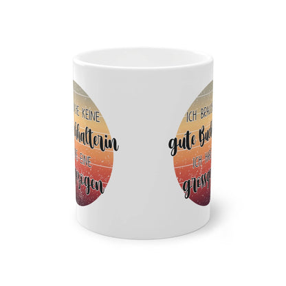 Geschenk für die Tochter zum Abschluss der Ausbildung oder Studium. Weisse Tasse mit Aufdruck