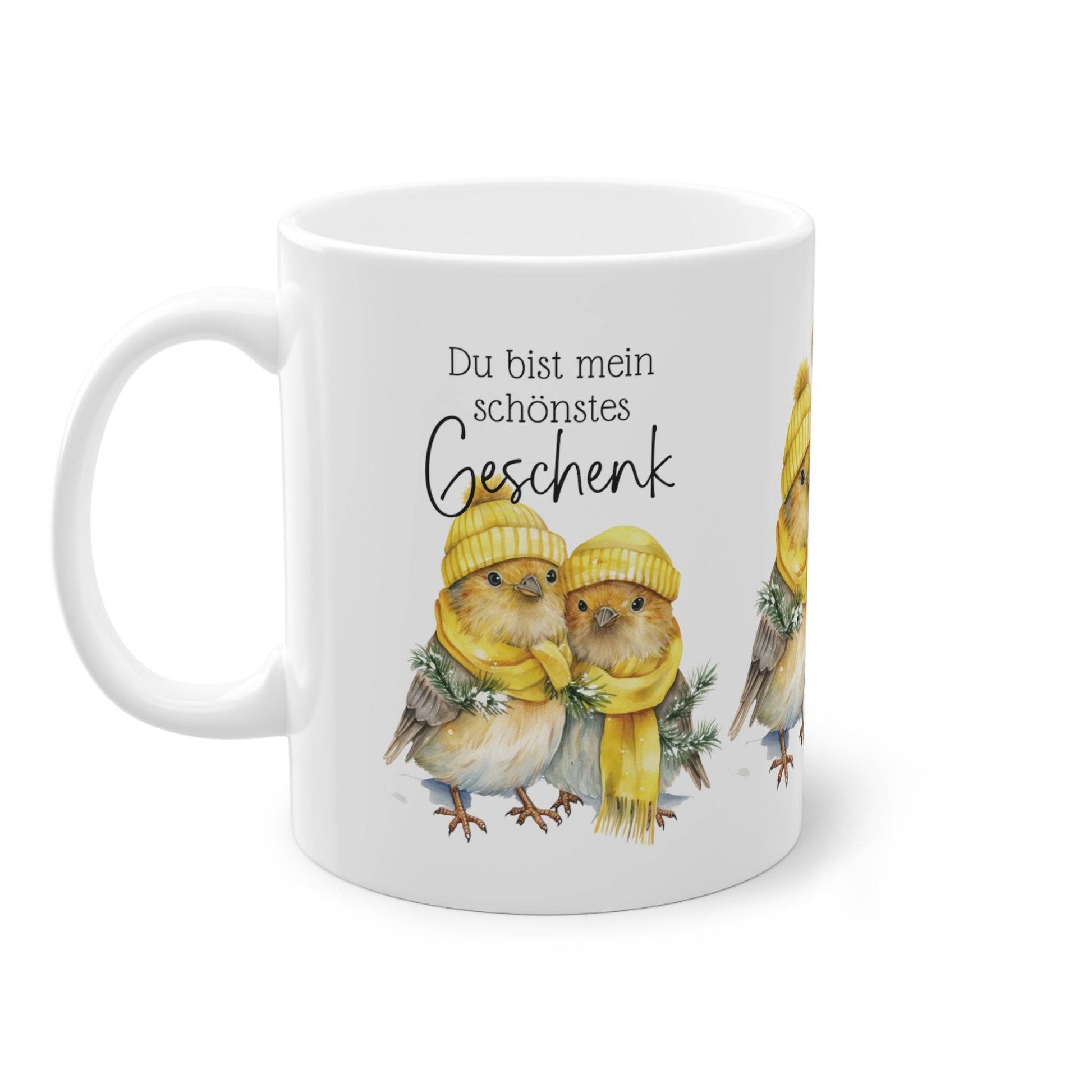 Feier die Liebe in der festlichen Jahreszeit mit unserer einzigartigen Pärchen-Weihnachtstasse, die mit dem zauberhaften Text Du bist mein schönstes Geschenk verziert ist. Diese Tasse ist nicht nur ein romantischer Begleiter für gemütliche Momente zu zweit, sondern auch das ideale Geschenk für deinen Partner / deine Partnerin.