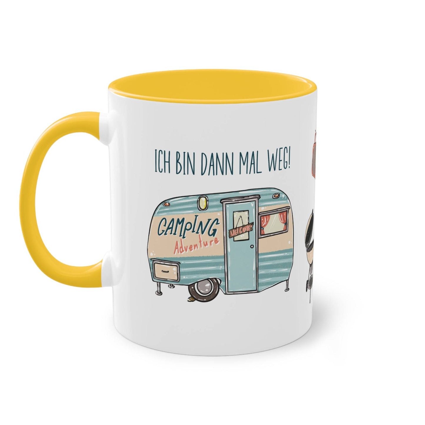 Entdecke die Freiheit des Campings mit unserer individuell Tasse für Camper, verziert mit meinen einzigartigen selbst gezeichneten Camping-Illustrationen