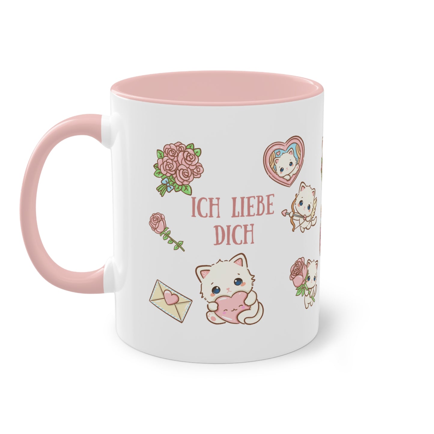 Romantische "Ich liebe dich" Tasse mit süßem Katzenmotiv