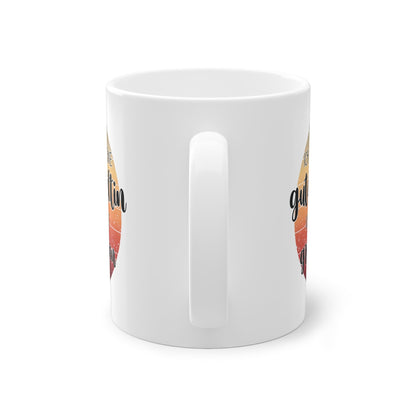 Geschenk für die Tochter zum Abschluss der Ausbildung oder Studium. Weisse Tasse mit Aufdruck