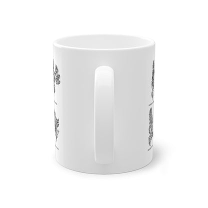 Geschenk für Minimalisten und Pflanzenliebhaber: Schwarz/weiß passt immer. Shoppe jetzt diese Pflanzen Statement Tasse mit botanischem Allover-Print. Ein tolles Geschenk für Minimalisten. Falls du ein schönes und schlichtes Geschenk für Minimalisten suchst, ist diese Tasse bestimmt das Richtige.