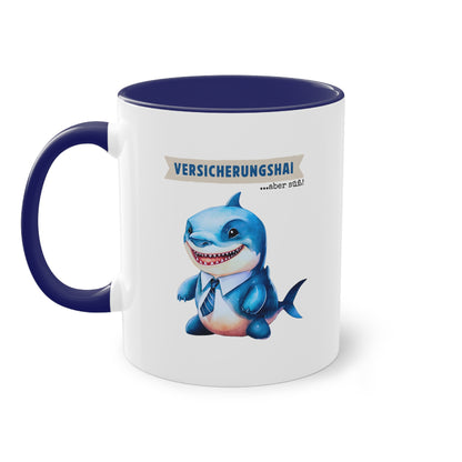 Tasse Versicherungshai mit Krawatte, lustiges Geschenk für Kollegen