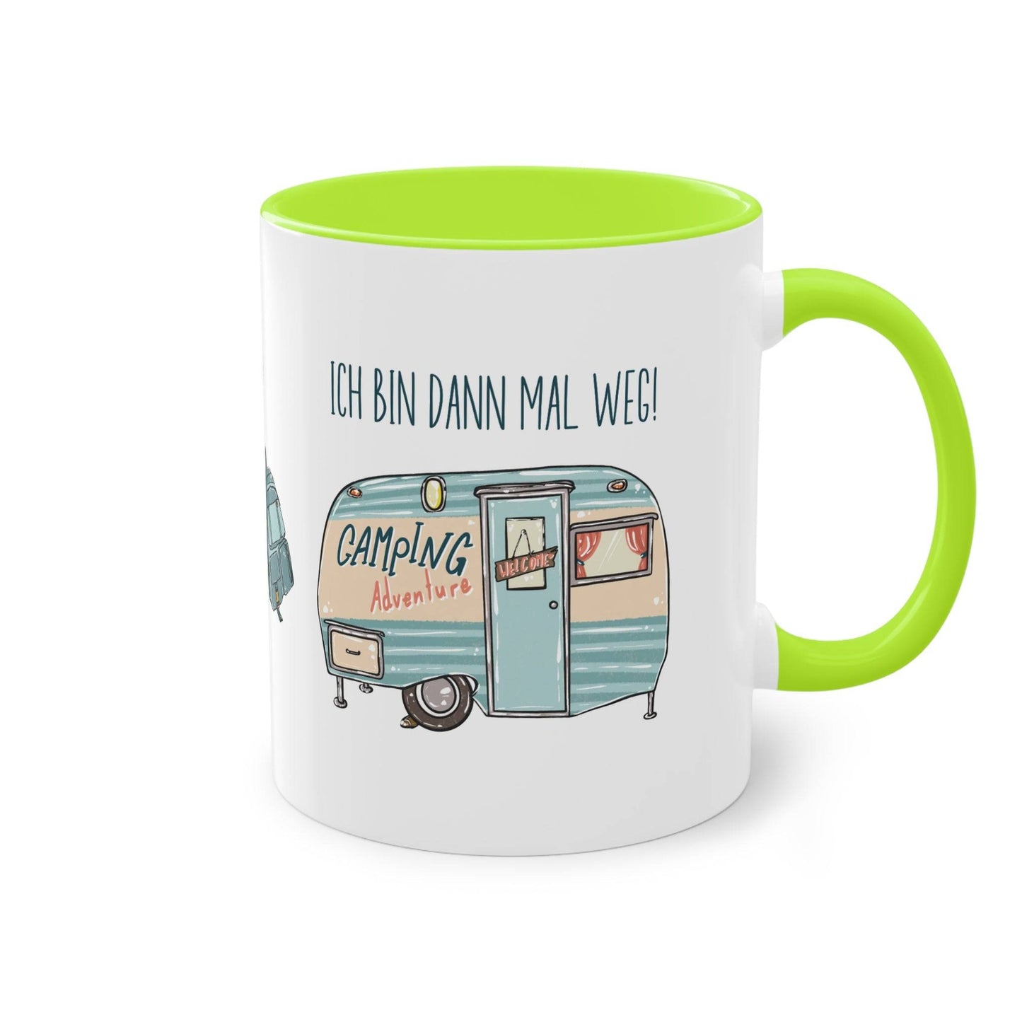 Entdecke die Freiheit des Campings mit unserer individuell Tasse für Camper, verziert mit meinen einzigartigen selbst gezeichneten Camping-Illustrationen